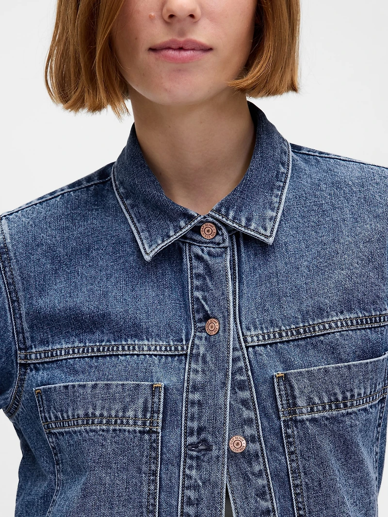 Denim Crop Shirt Jacket
