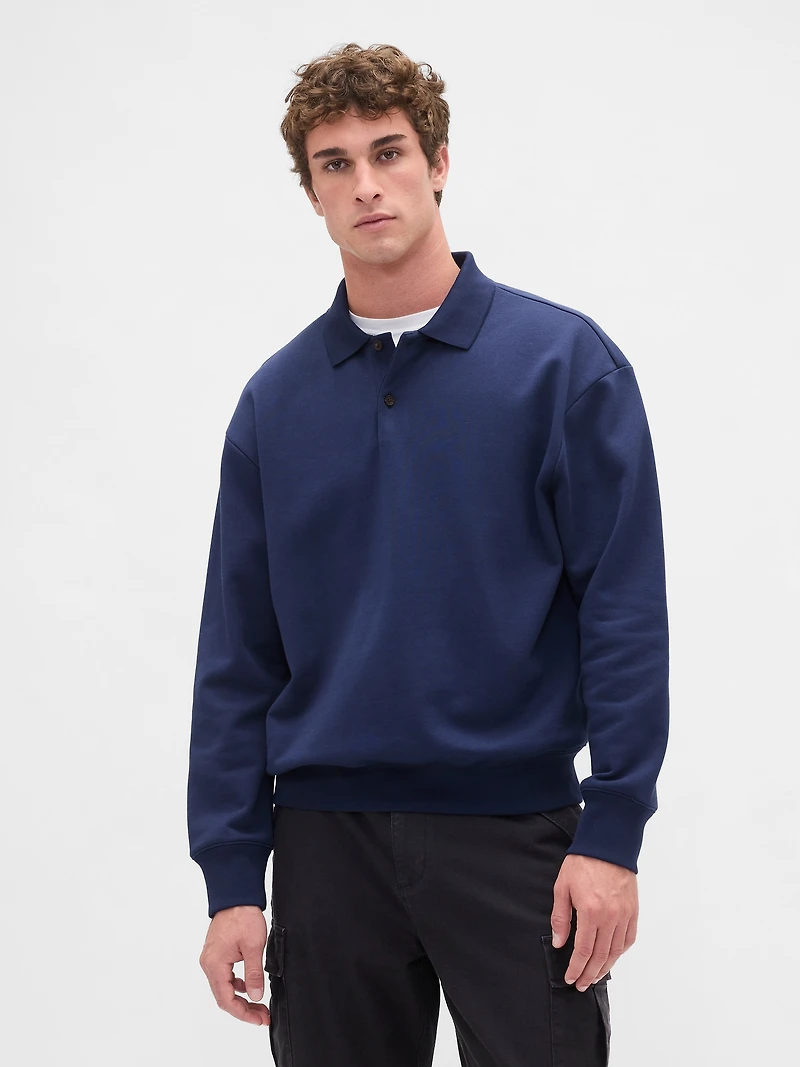 Heavyweight Oversized Polo Shirt Sweatshirt