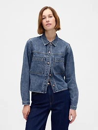 Denim Crop Shirt Jacket