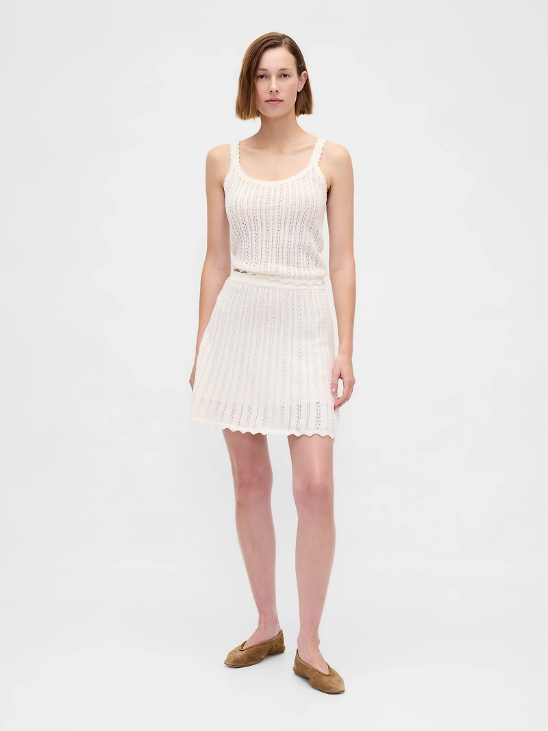 100% Cotton Pointelle Mini Skirt