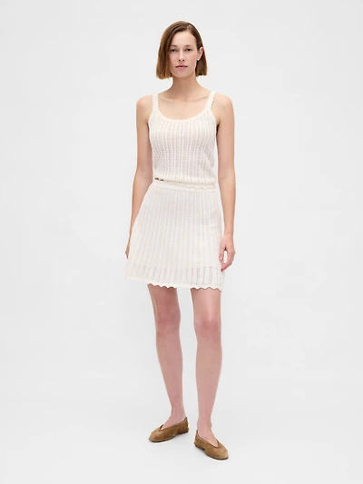 100% Cotton Pointelle Mini Skirt