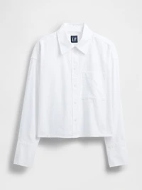 Organic Cotton Oxford Straight-Hem Crop Shirt