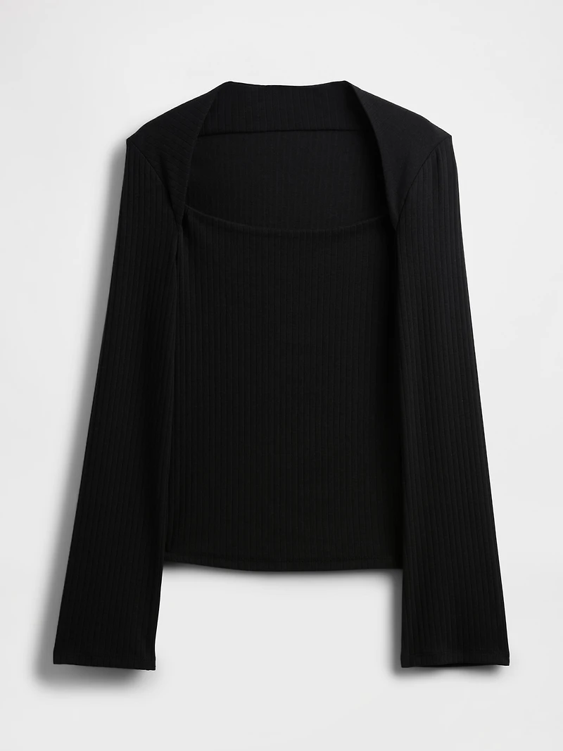 Modern Rib Envelope-Neck Top