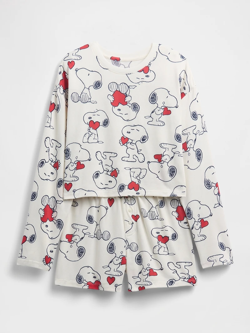 Kids Snoopy Recycled PJ Short Set