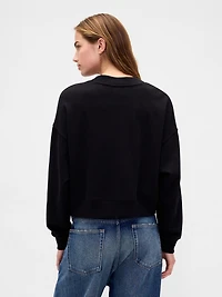 French Terry V-Neck Crop Sweatshirt