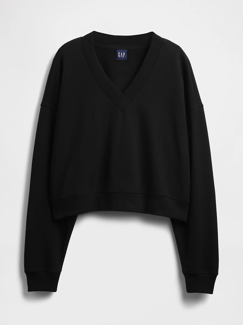 French Terry V-Neck Crop Sweatshirt
