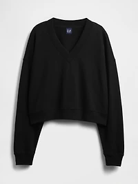 French Terry V-Neck Crop Sweatshirt