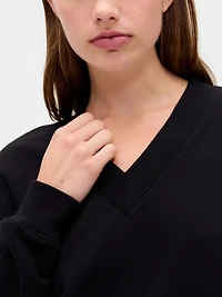French Terry V-Neck Crop Sweatshirt