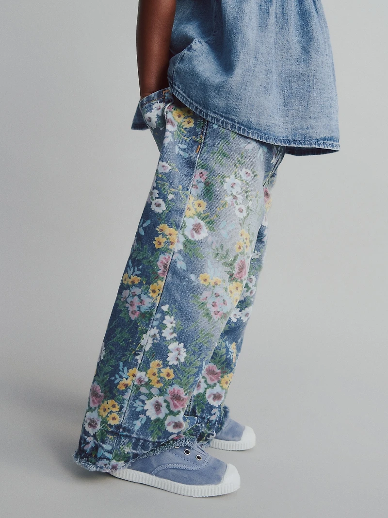 Baby & Toddler Floral Pull-On Baggy Jeans