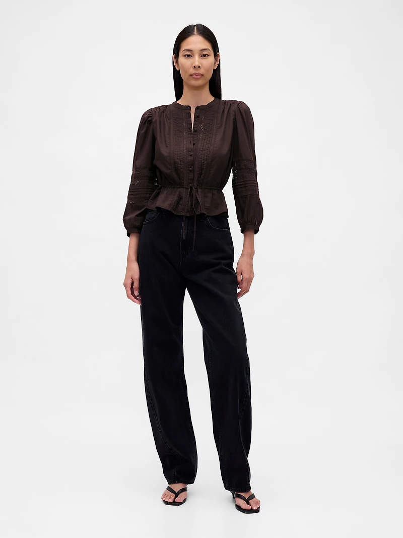 Lace-Trim Voile Top