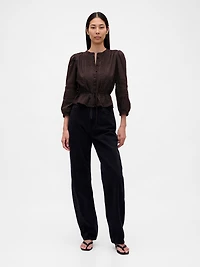 Lace-Trim Voile Top