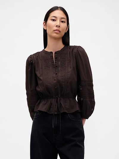 Lace-Trim Voile Top
