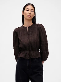 Lace-Trim Voile Top