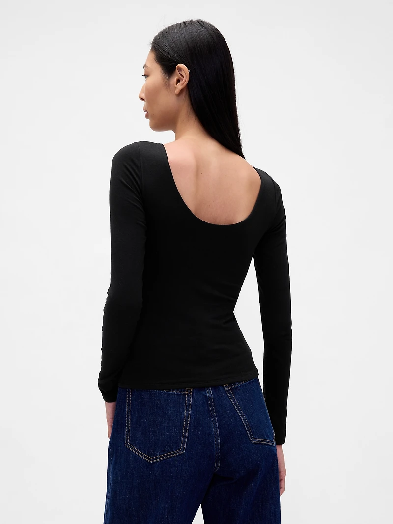 CloseKnit Jersey Boatneck Open-Back T-Shirt