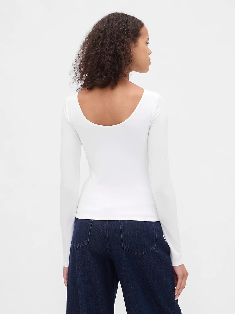 CloseKnit Jersey Boatneck Open-Back T-Shirt