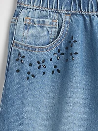 Kids Low Rise Beaded Easy Baggy Jeans