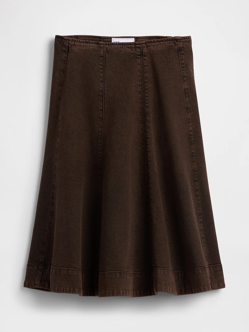 Denim Tulip Midi Skirt