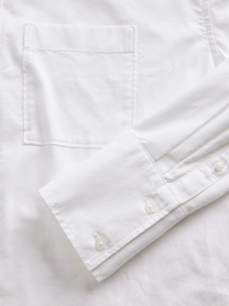 Organic Cotton Oxford Straight-Hem Crop Shirt