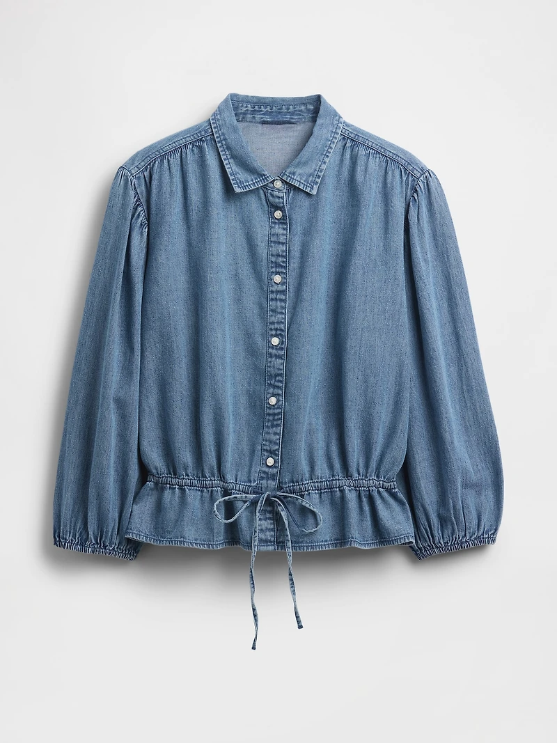 Denim Tie-Waist Shirt