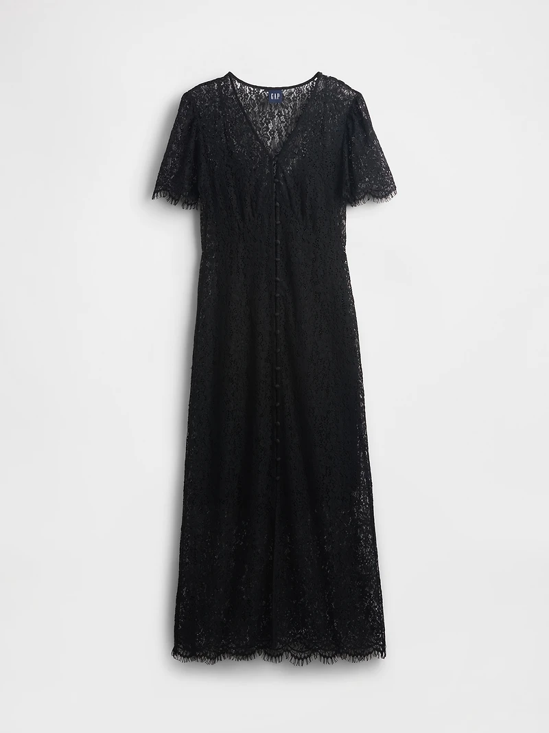 Lace V-Neck Midi Dress