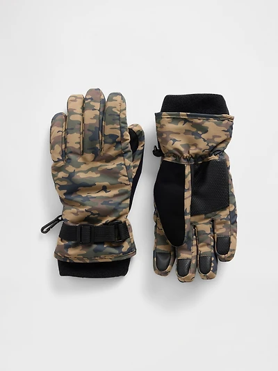 Kids Camo Snow Gloves
