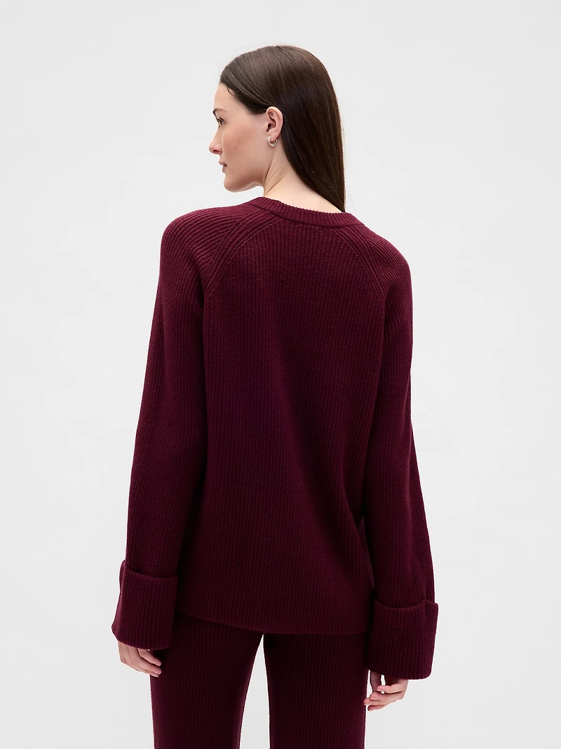 CashSoft Shaker-Stitch Boyfriend Sweater