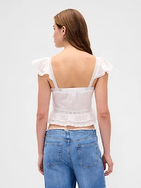 Lace Ruffle Voile Peplum Crop Top