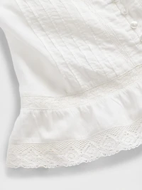Lace Ruffle Voile Peplum Crop Top