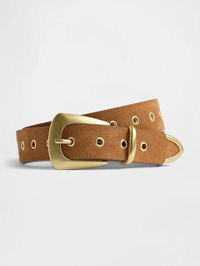 Suede Grommet Belt