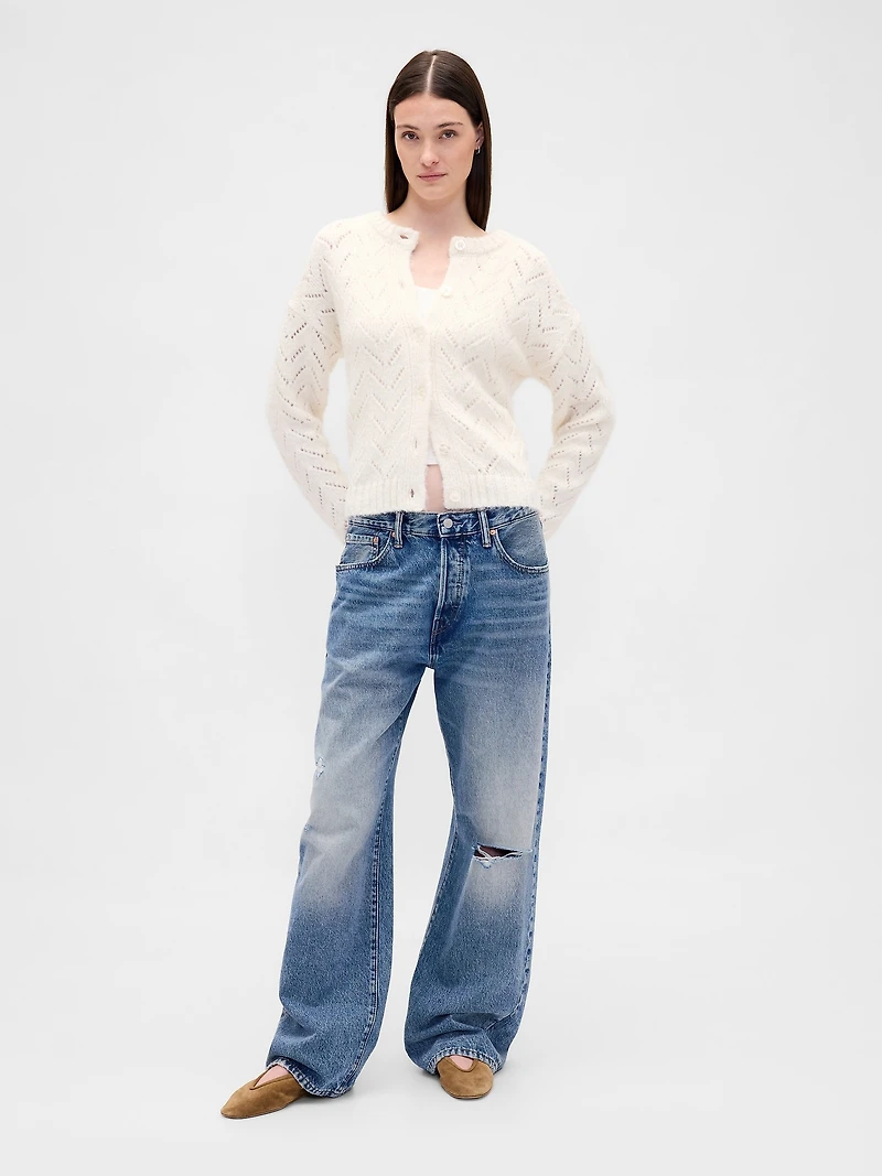 Fuzzy Pointelle Cardigan