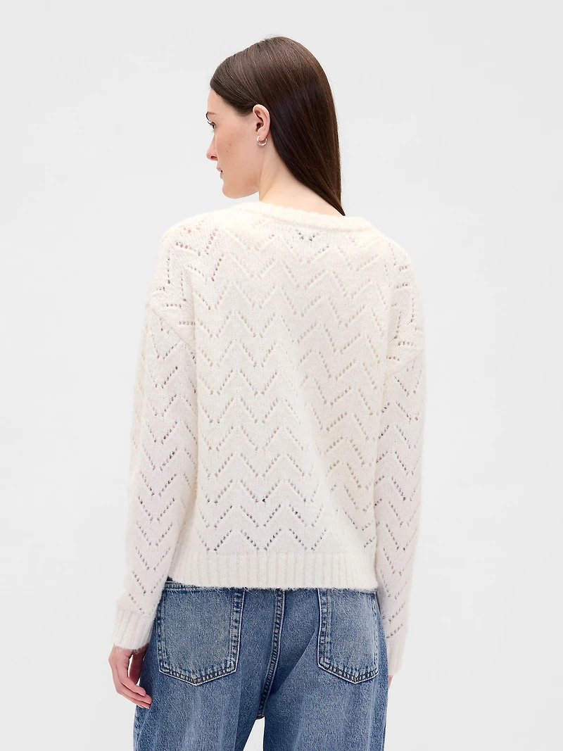 Fuzzy Pointelle Cardigan