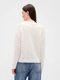 Fuzzy Pointelle Cardigan