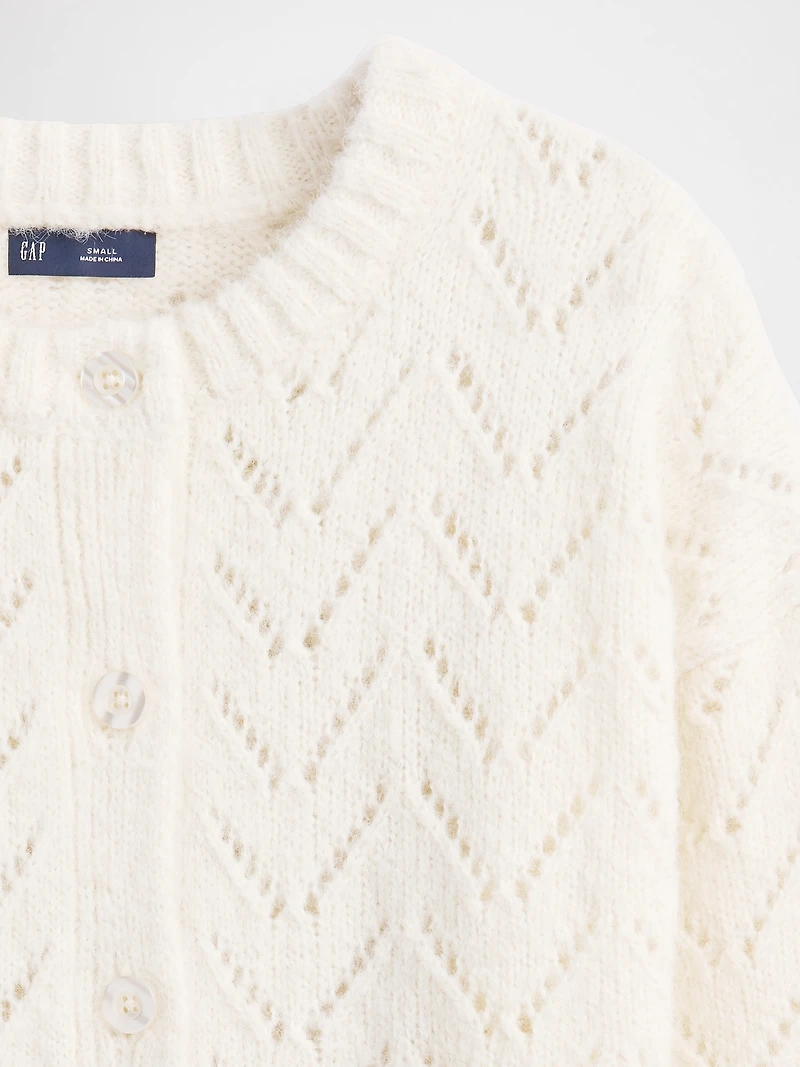 Fuzzy Pointelle Cardigan