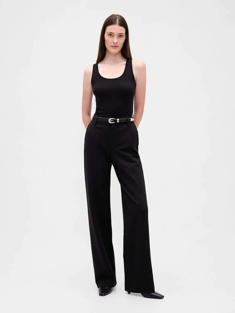 High Rise Ponte Wide-Leg Pants