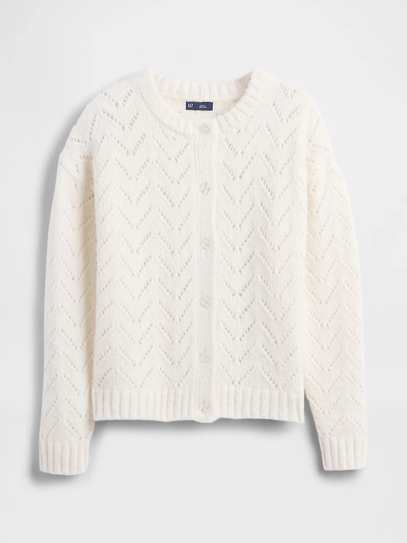 Fuzzy Pointelle Cardigan