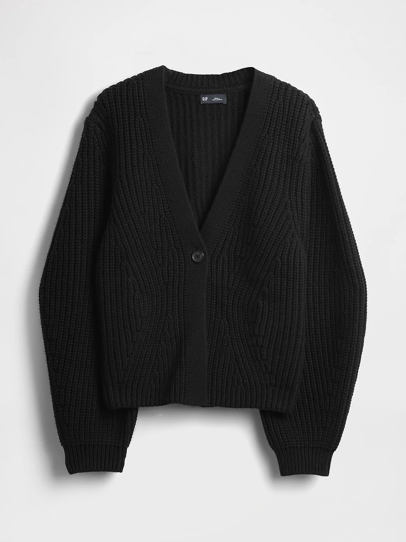 Barrel-Sleeve Cardigan Sweater