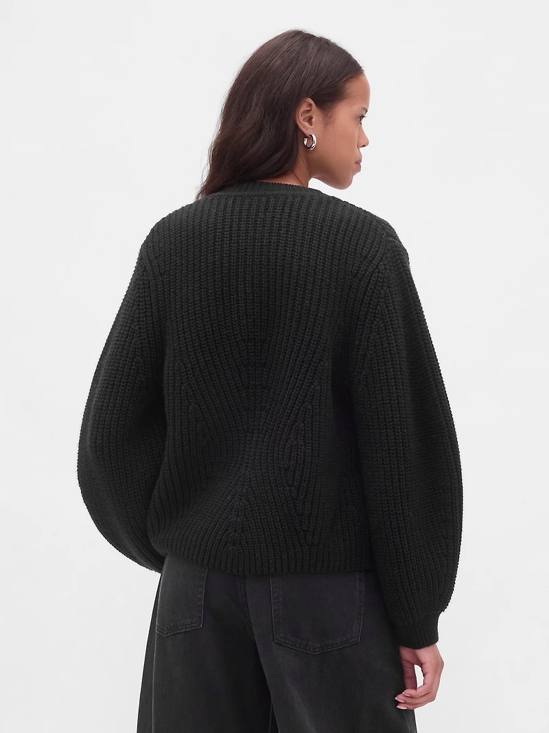 Barrel-Sleeve Cardigan Sweater