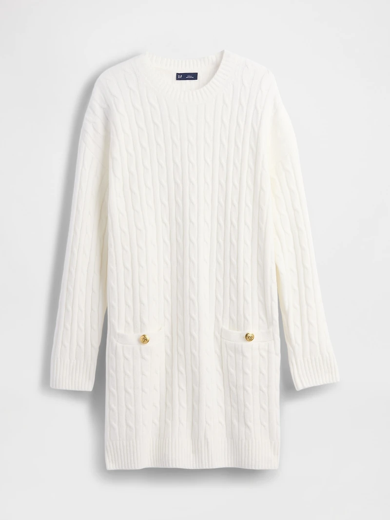 CashSoft Cable-Knit Mini Sweater Dress