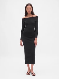 CashSoft Stretch Off-Shoulder Midi Sweater Dress