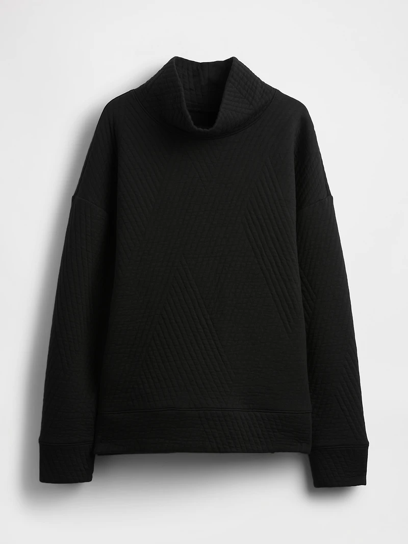 GapFit Quilted Jacquard Knit Funnel-Neck Pullover
