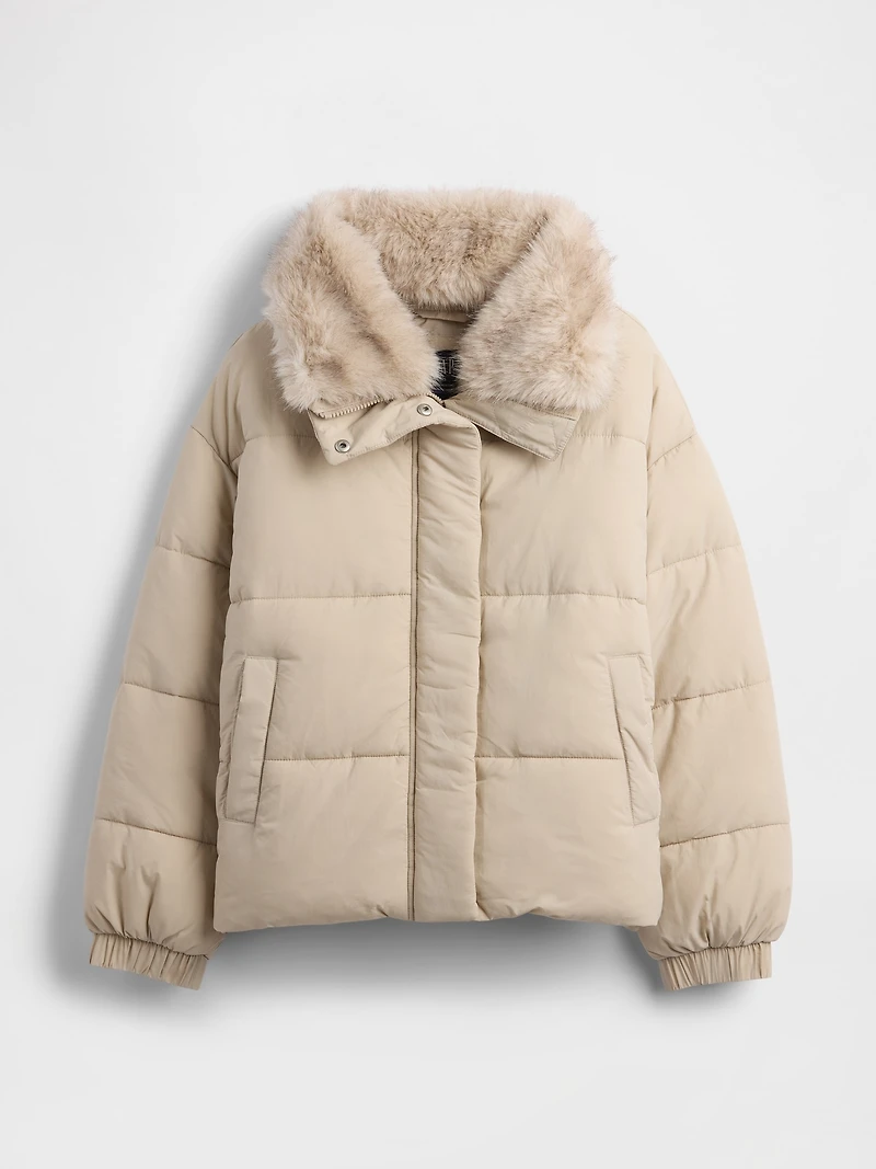 Fur-Trim Puffer Jacket