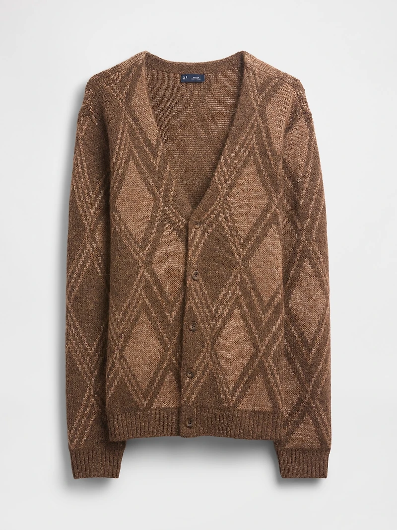 Brushed Argyle Cardigan