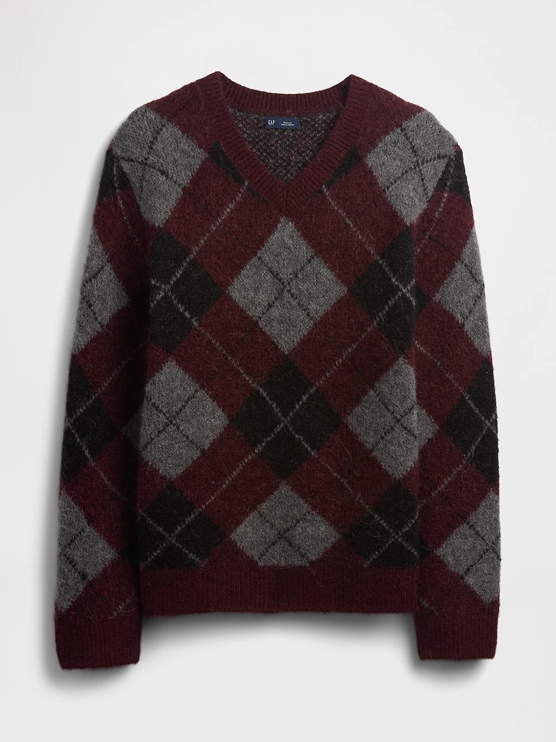 Brushed Argyle Sweater