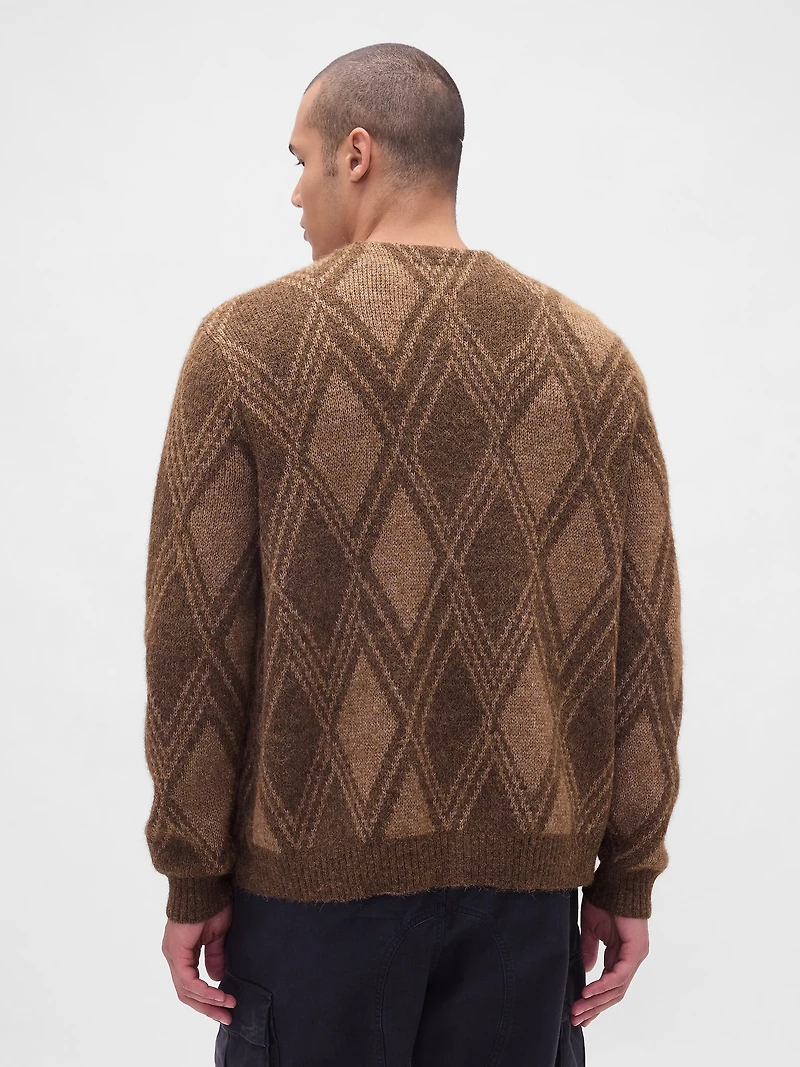 Brushed Argyle Cardigan