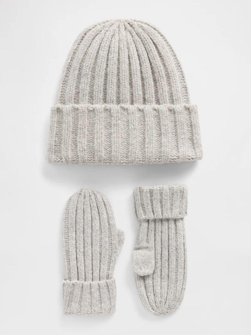 Baby & Toddler CashSoft Rib Beanie Mittens Set