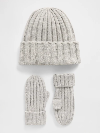 Baby & Toddler CashSoft Rib Beanie Mittens Set