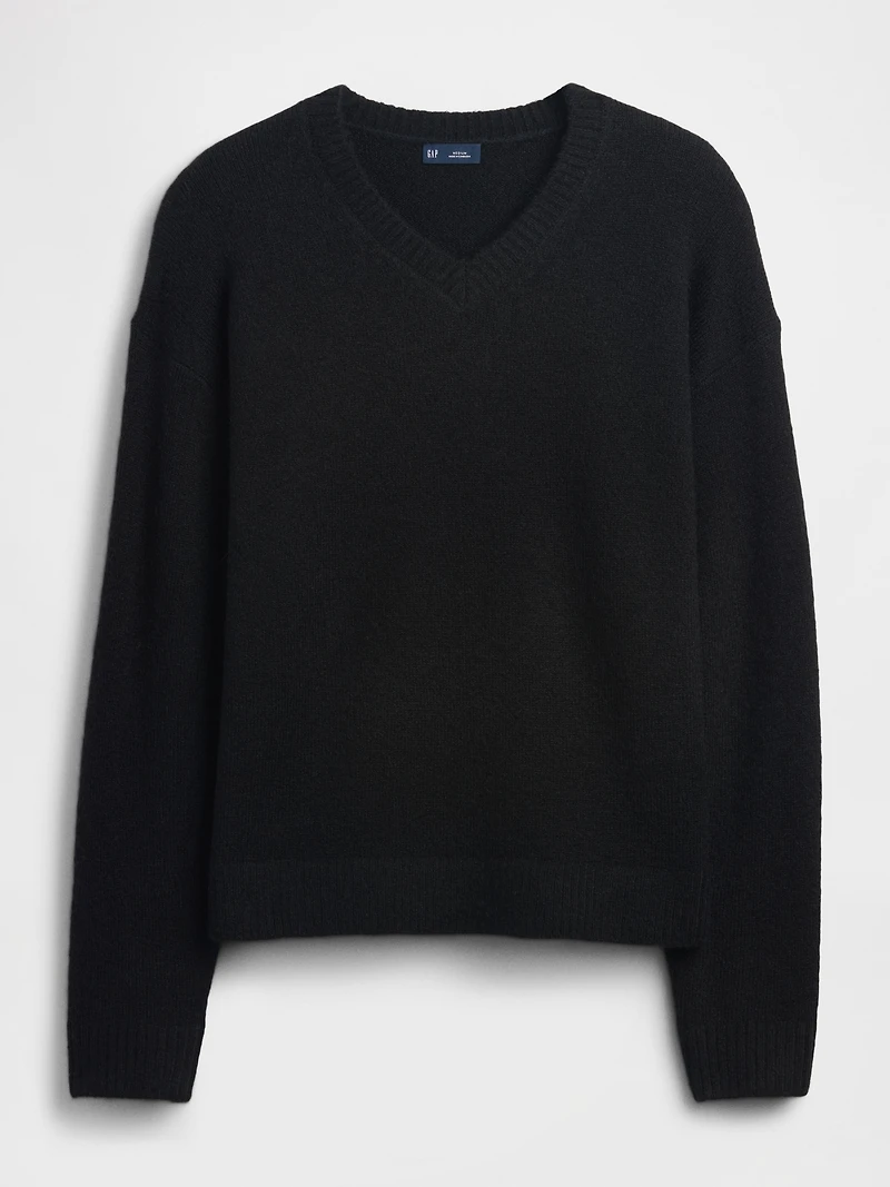 Relaxed V-Neck Crop Sweater