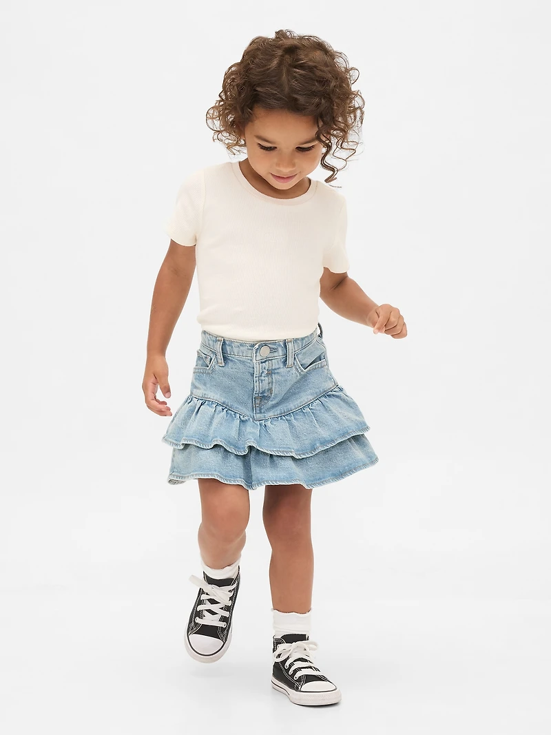 Baby & Toddler Denim Tiered Ruffle Skirt