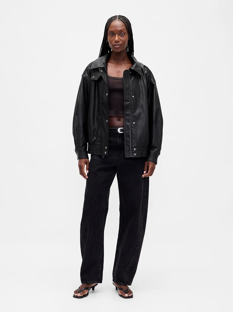 Oversized Vegan Leather Jacket