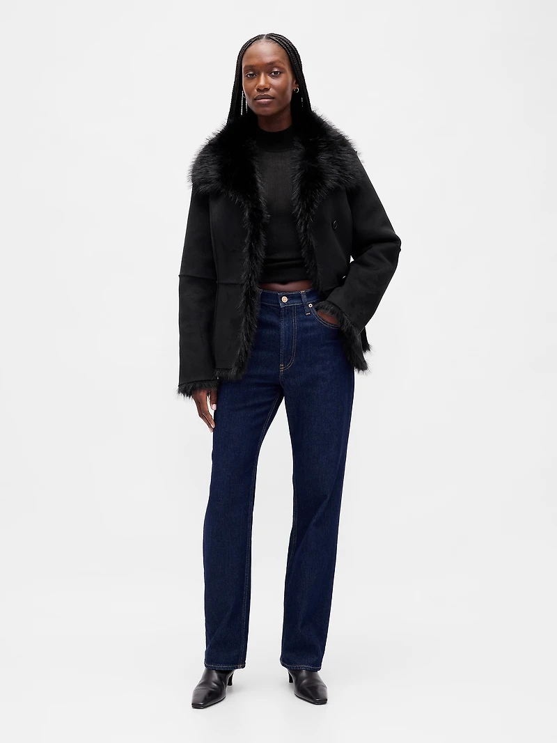 Vegan Suede & Faux Fur Jacket